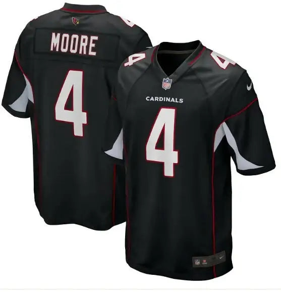 Black Arizona Cardinals Rondale Moore Nike Game Jersey with MOORE and number 4 in white and red