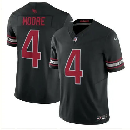 Black NFL jersey with red number 4 and MOORE on the back, Rondale Moore Arizona Cardinals Nike jersey