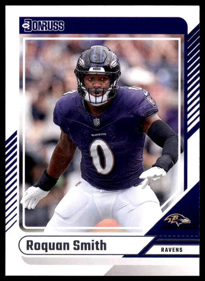 Roquan Smith football card from 2024 Donruss series featuring Baltimore Ravens player