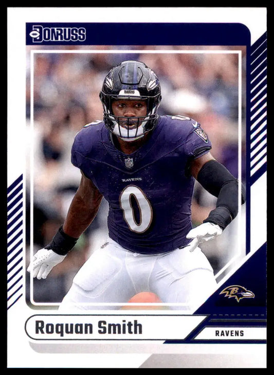 Roquan Smith football card from 2024 Donruss series featuring Baltimore Ravens player