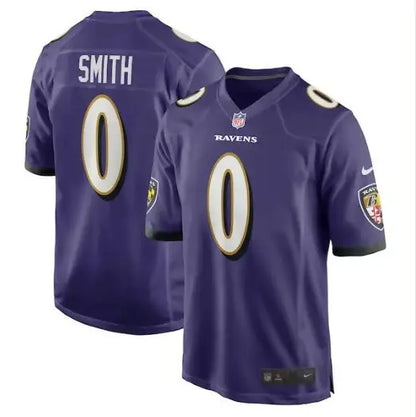 Purple Baltimore Ravens football jersey featuring Roquan Smith Nike Team Game design