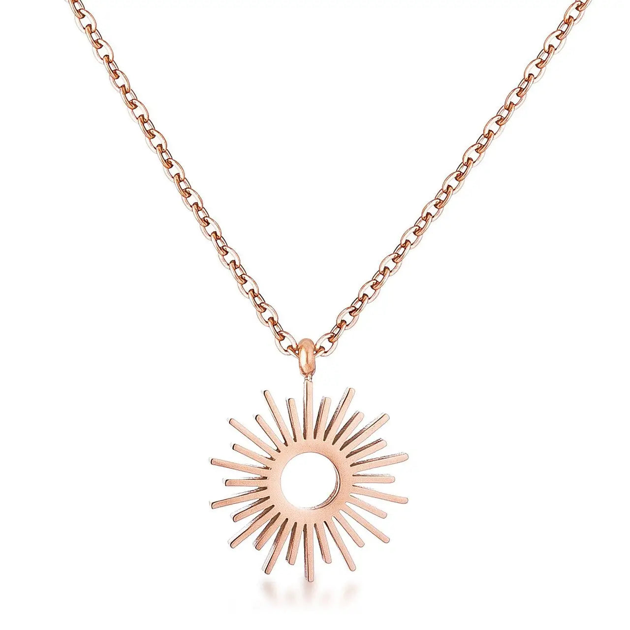 Rose Goldtone Sunburst Necklace - Pendants