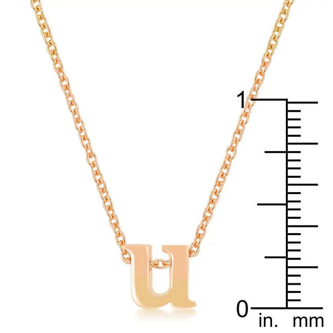 Rosegold Finish Initial U Pendant - Pendants