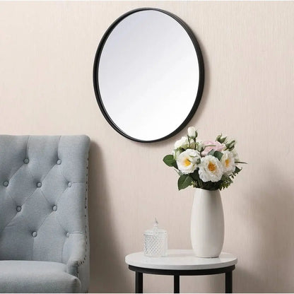 Round 28-inch Wall Mirror in Black - Living Room Bedroom Accent Bathroom Mirror - Bathroom Mirrors