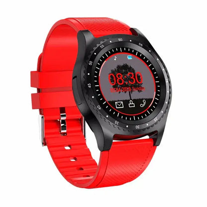 Red and black round-faced smartwatch from Round Sports Smartwatch for Android phone