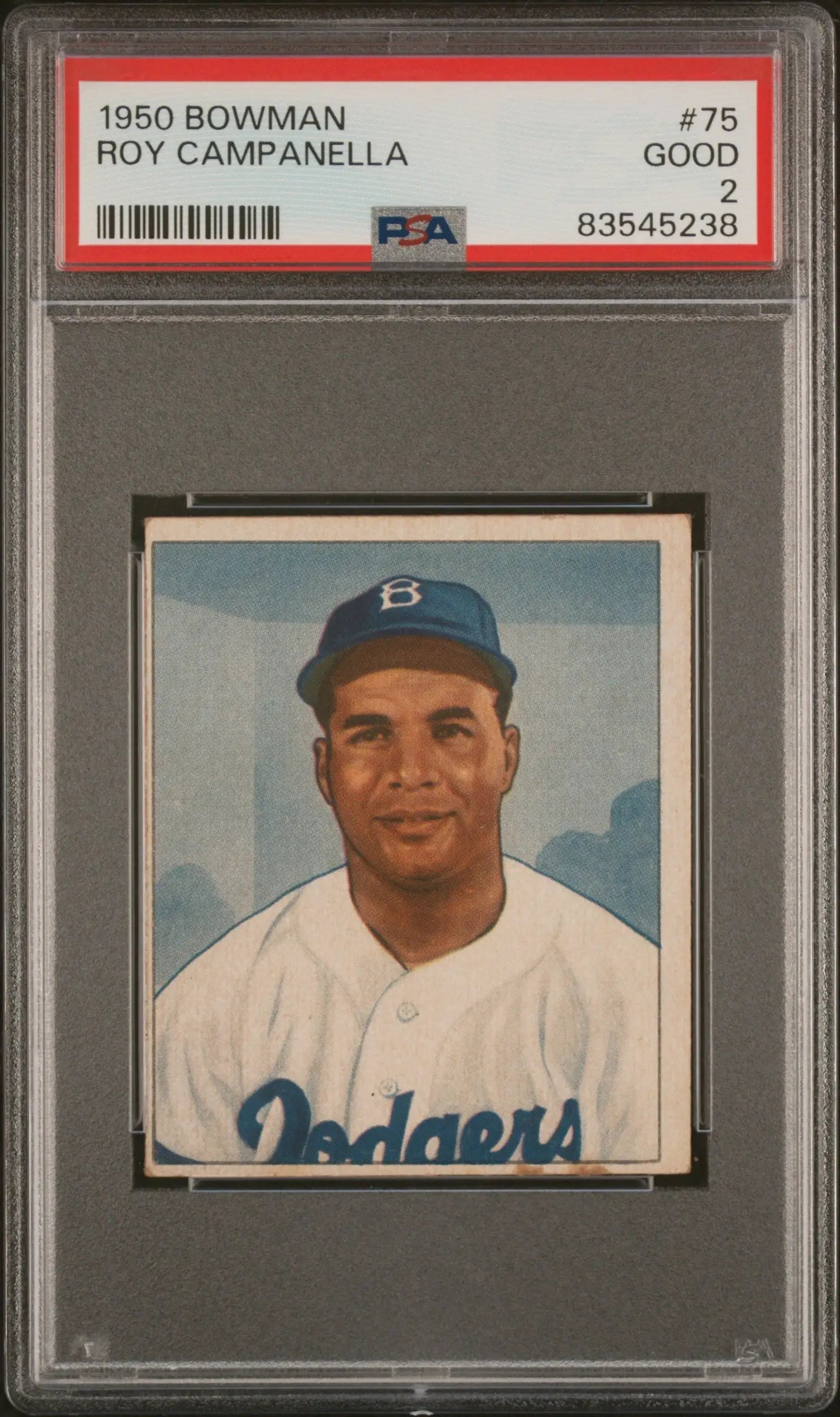 PSA-graded 1950 Bowman Baseball Card of Roy Campanella, Brooklyn Dodgers player