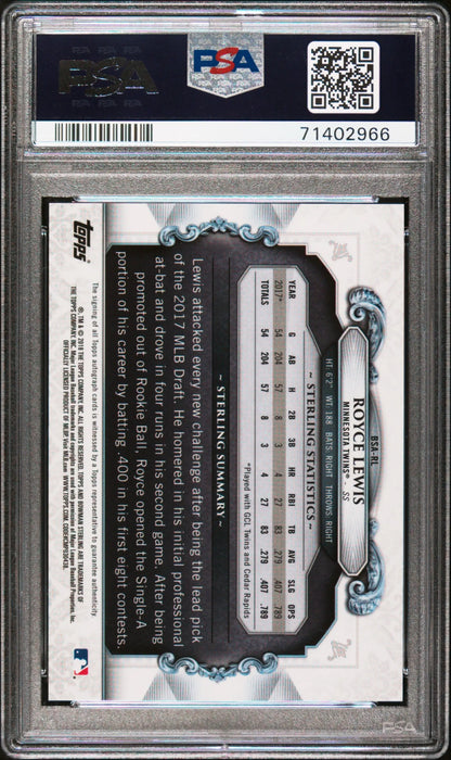 Royce Lewis Bowman Sterling Continuity auto trading card graded PSA 9 Mint