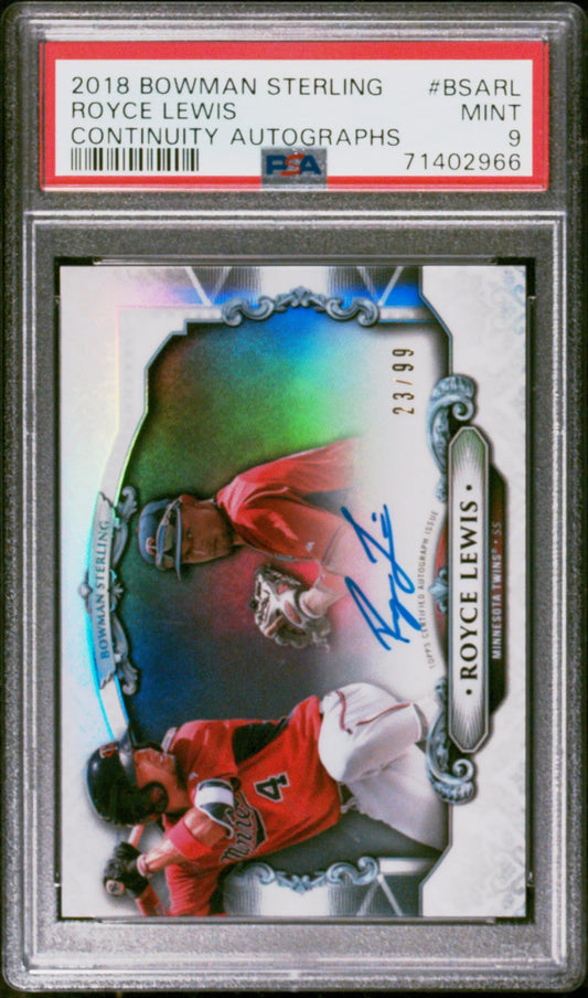 Royce Lewis 2018 Bowman Sterling Continuity Autographs baseball card PSA 9 Mint