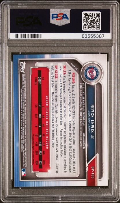 Graded baseball card of Royce Lewis.