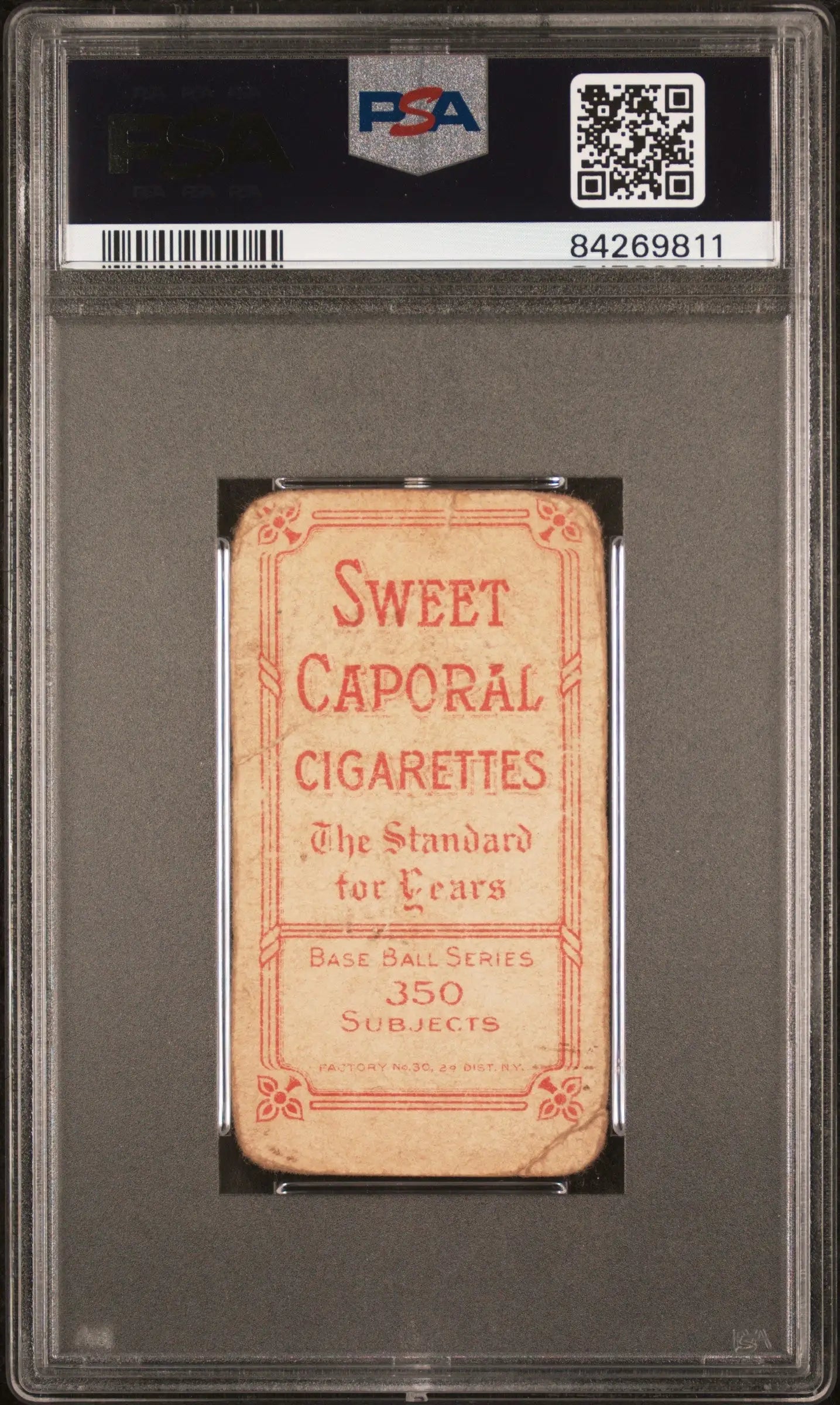 Rube Dessau 1909-11 T206 Sweet Caporal 350/30 PSA Authentic cigarette pack display