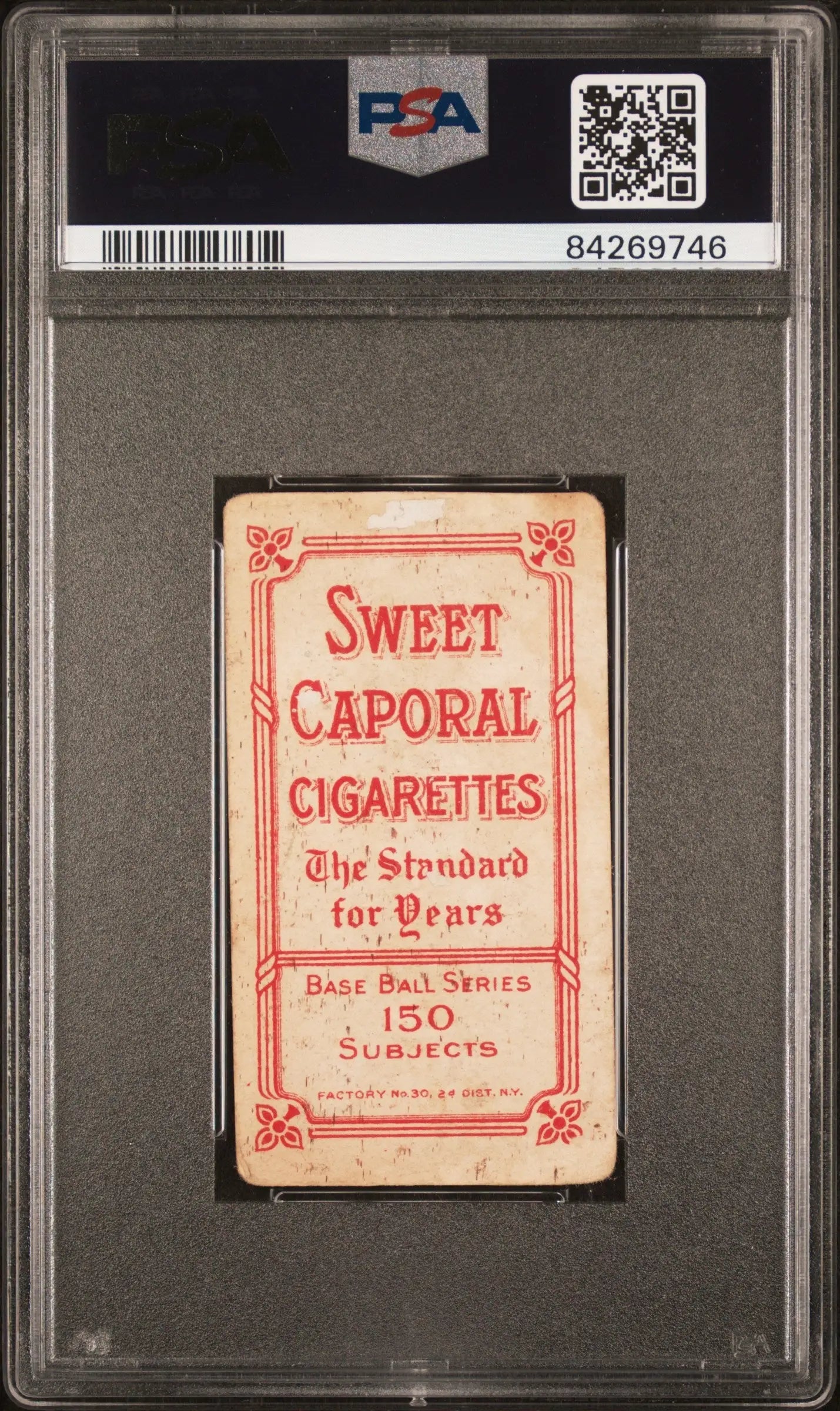 Vintage Rube Oldring T206 Sweet Caporal cigarette card with ornate red text border