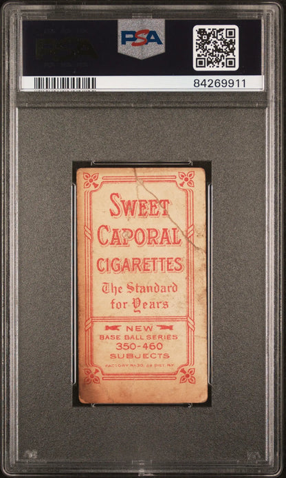 Vintage Rube Oldring T206 Sweet Caporal cigarette card in a graded protective case