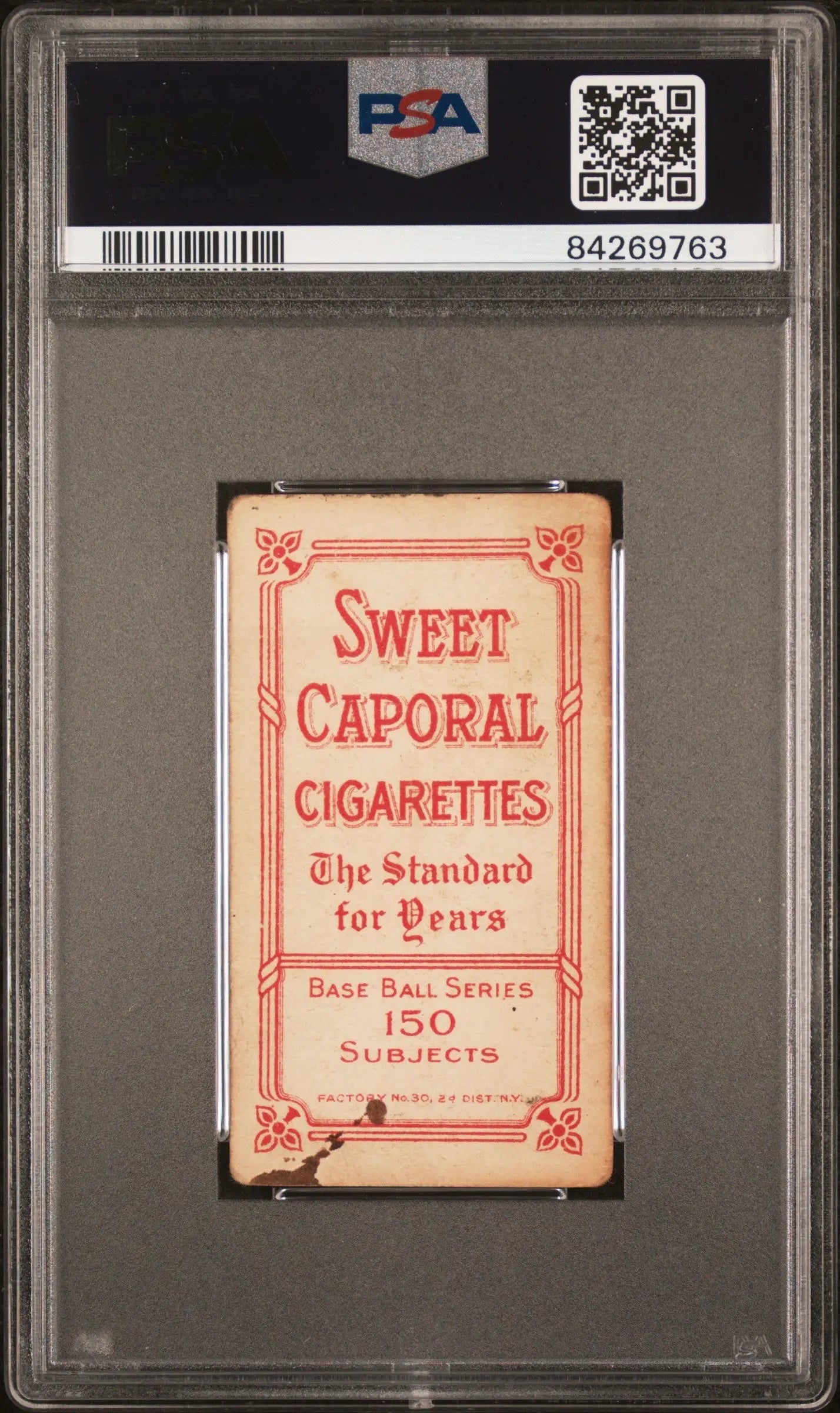 Vintage Rube Waddell T206 Sweet Caporal card in protective graded case PSA 2 Good
