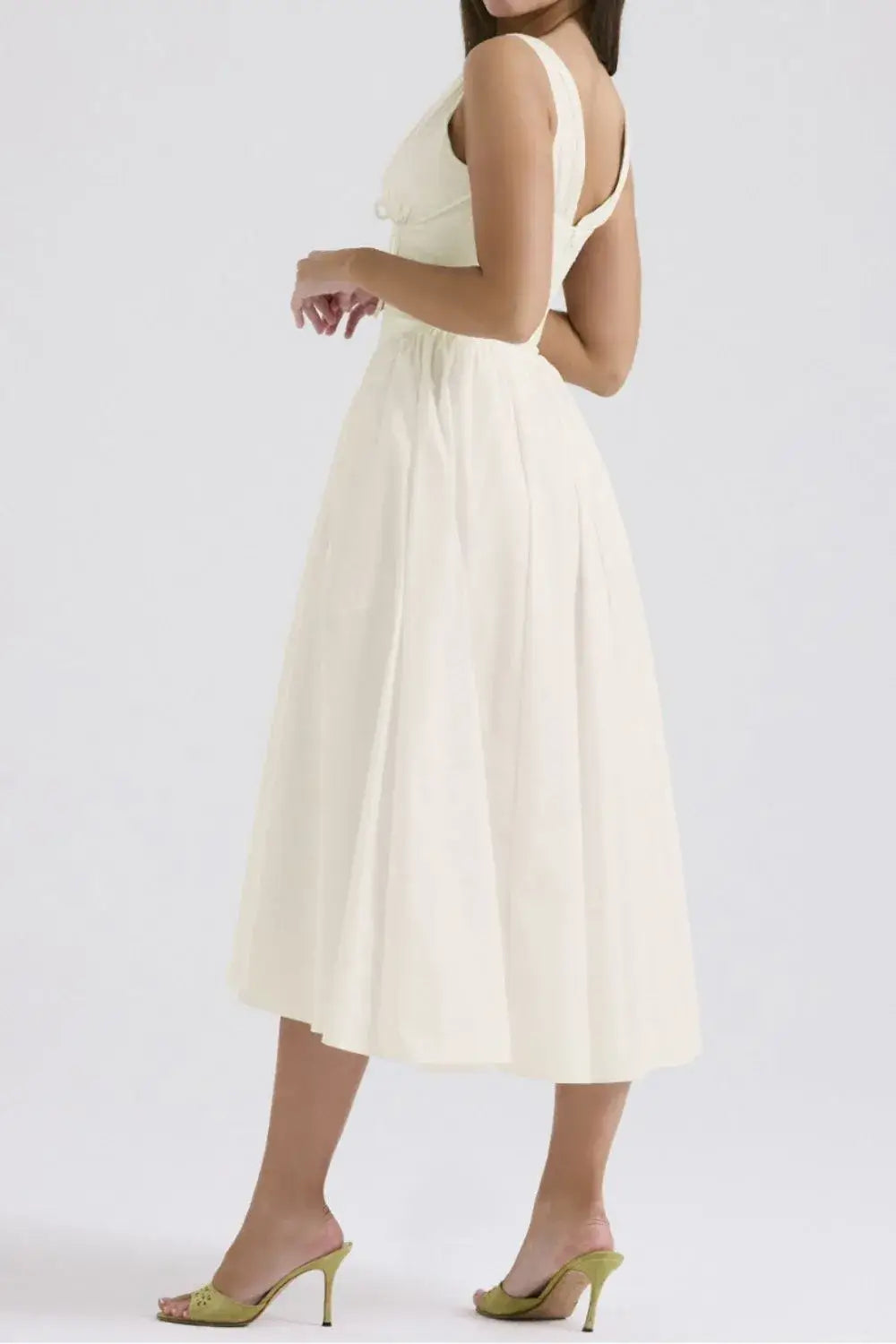 Ruched V-Neck Sleeveless Dress with Pockets - dress