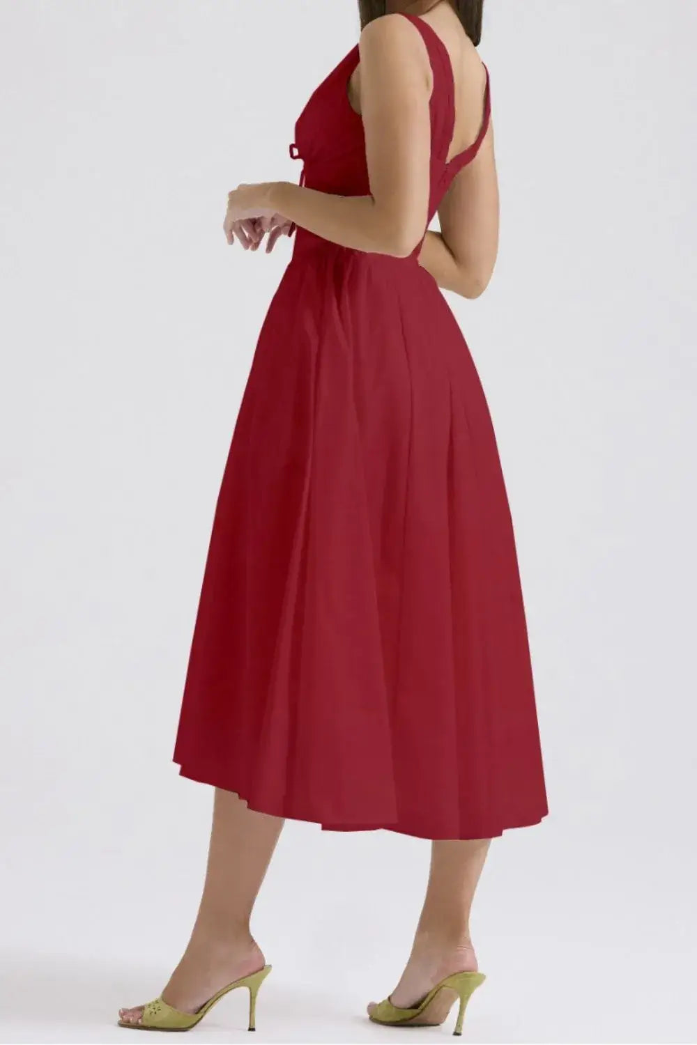 Ruched V-Neck Sleeveless Dress with Pockets - dress