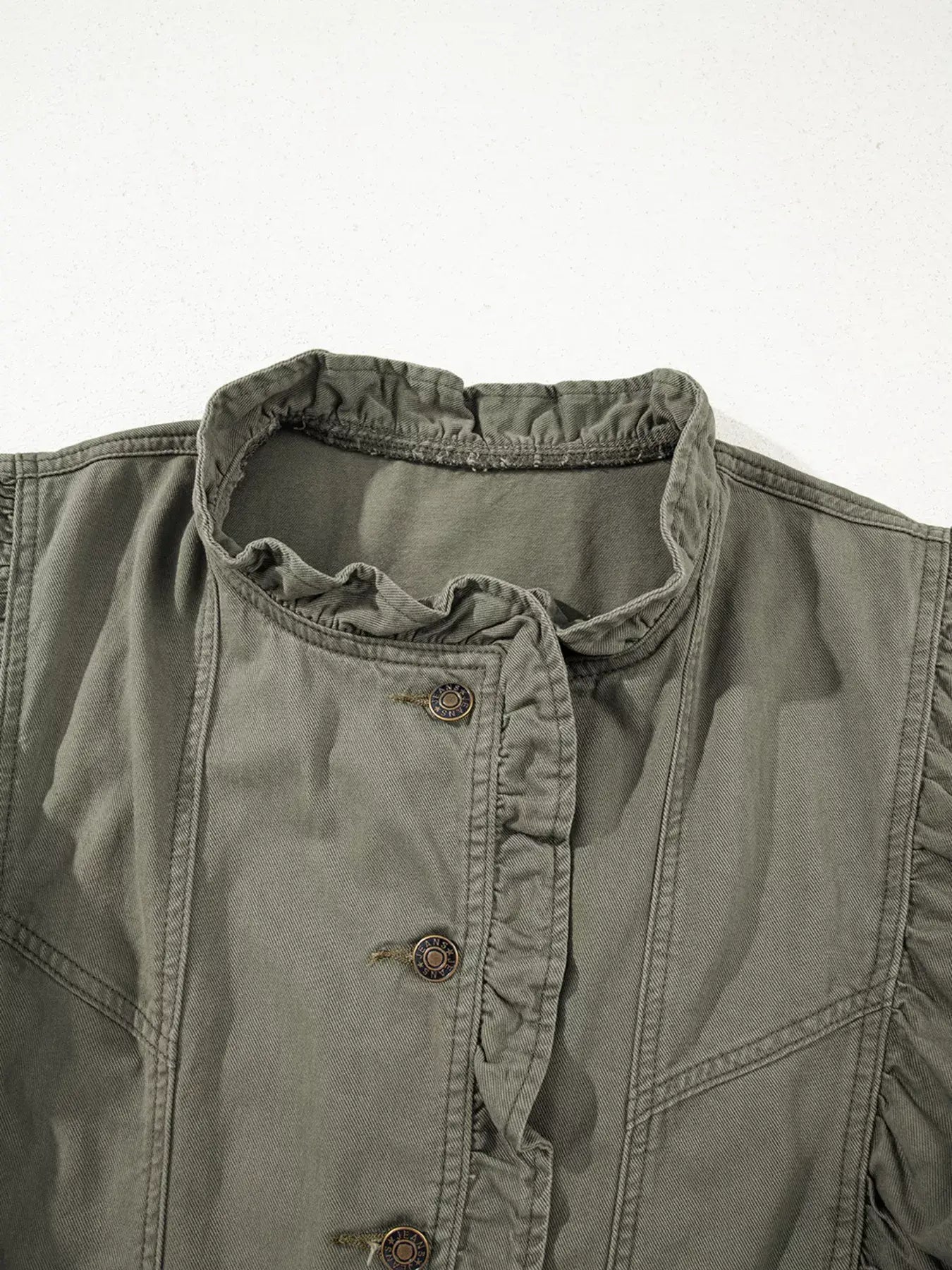 Ruffled Patchwork Denim Jacket Vest - Jacket Vest