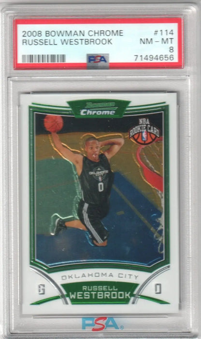 Graded Russell Westbrook rookie card from 2008-09 Bowman Chrome for single cards at Columbia Hobby eBay store