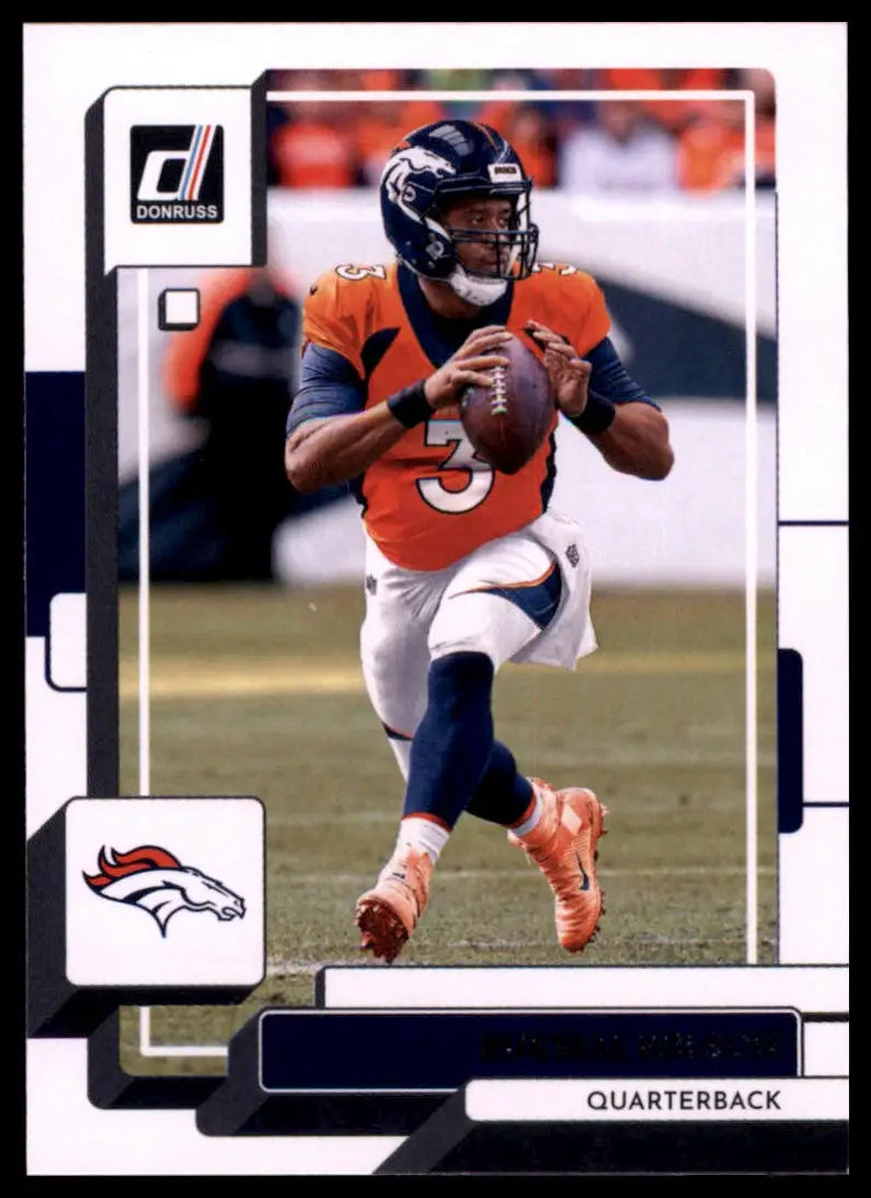 Russell Wilson 2022 Donruss football trading card featuring Denver Broncos player