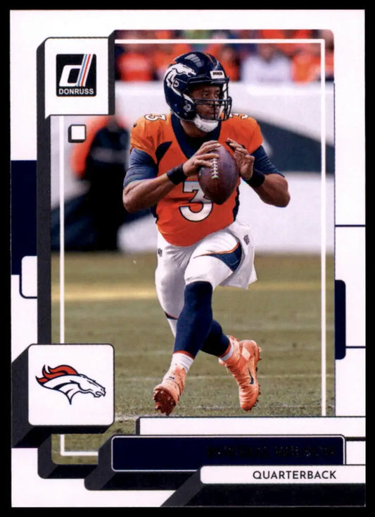 Russell Wilson 2022 Donruss football trading card featuring Denver Broncos player
