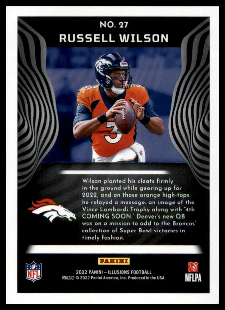 Russell Wilson football card from Panini Illusions Trophy Collection Emerald series