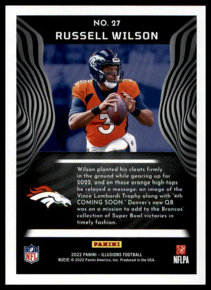 Russell Wilson football card from Panini Illusions Trophy Collection Emerald series