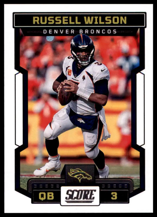 Russell Wilson football card from 2023 Score series featuring Denver Broncos player
