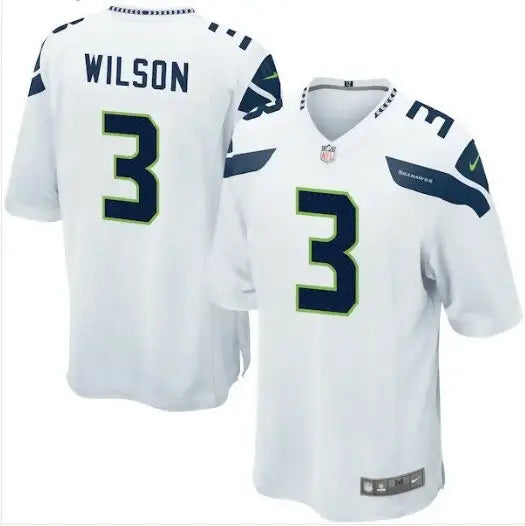 White Seattle Seahawks Russell Wilson Nike Game Jersey with number 3