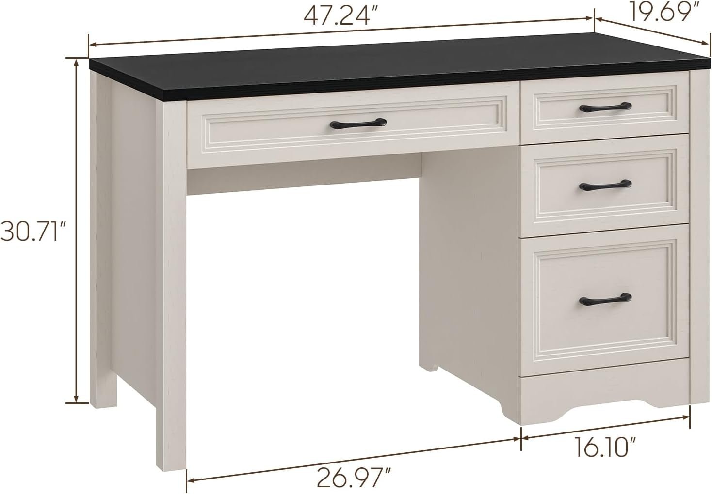 Rustic Farmhouse Executive Desk with Ample Storage Drawers-1