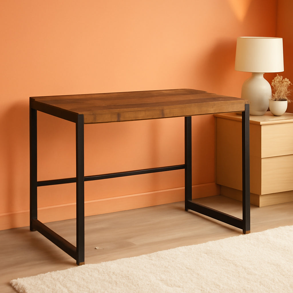 Rustic Nutmeg Writing Desk with Farmhouse Style Design-0