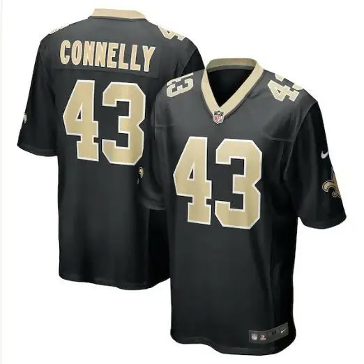 Black and gold Ryan Connelly Orleans Saints Nike Team Game Jersey with number 43