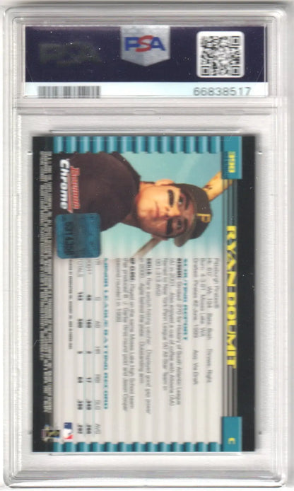 Encased Ryan Doumit 2002 Bowman Chrome Gold Refractor Autograph PSA 9 from Columbia Hobby