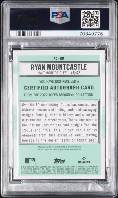 Ryan Mountcastle 2022 Topps Brooklyn Collection Autograph Red in PSA 10 slab
