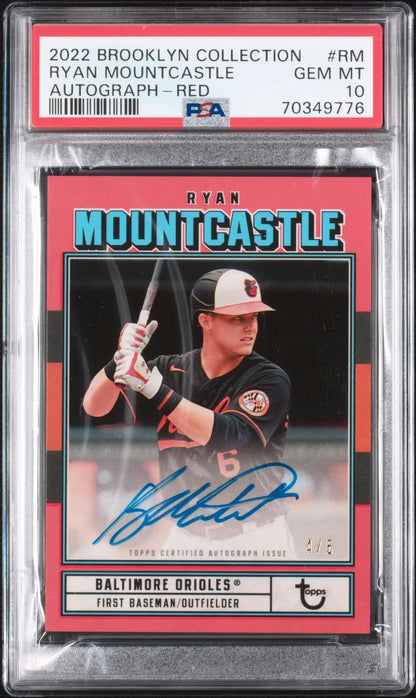 Graded Ryan Mountcastle baseball trading card from Brooklyn Collection Autograph Red series