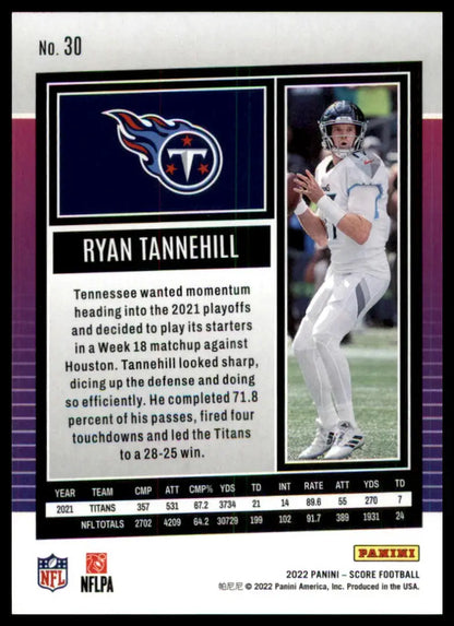 Ryan Tannehill football card from the 2022 Score Tennessee Titans series