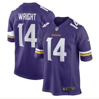 Two purple Minnesota Vikings Ryan Wright Nike Game Player Jerseys with number 14