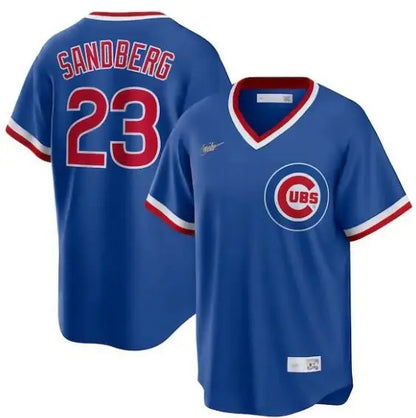 Blue Chicago Cubs Nike Road Cooperstown Collection Player Jersey featuring Ryne Sandberg design