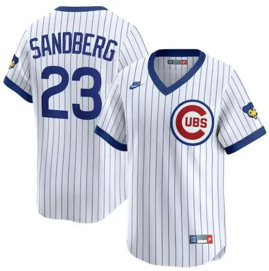 White pinstripe Baseball jersey from Ryne Sandberg Chicago Cubs Nike Throwback Collection