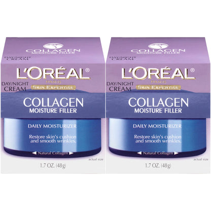 LOreal Paris Skincare Collagen Face Moisturizer Day and Night Cream Anti-Aging Face Neck and Chest Cream to smooth skin and reduce wrinkles 1.7 oz Pack of 2