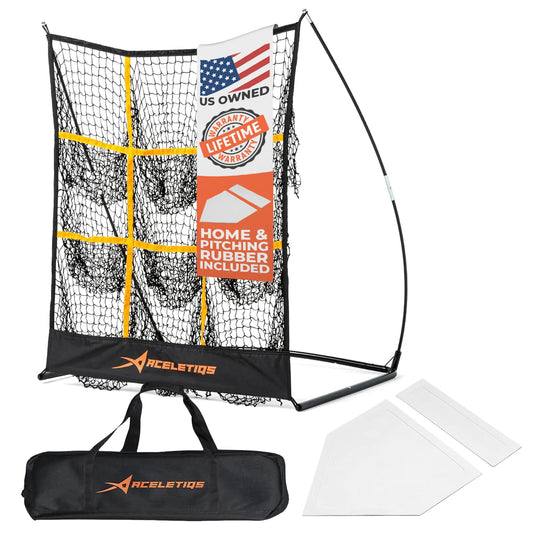 Pitching Target Baseball Net with 9 Targets Baseball Training Equipment for Youth and Adults | Baseball and Softball | Flexible Design for Portability [Carry Bag Included]