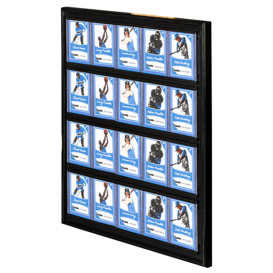 Franklin Sports Baseball + Trading Card Display Frame - Card Display Case for Sports Collector + Trading Cards -Wall Mounted Card Display Case - 20 Top Loaders IncludedBlack