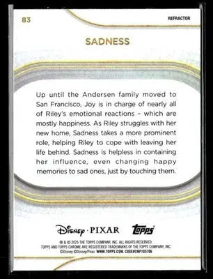 ? Sadness — 2025 Topps Chrome Disney Refractor #83 ? - Trading Card