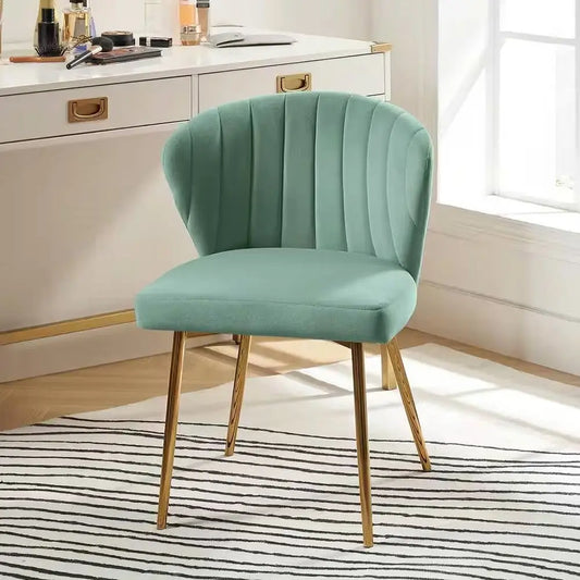 Sage Green Velvet Upholstered Wingback Accent Side Chair with Gold Metal Legs - Living Room > Accent Chairs