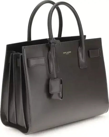 Black leather Saint Laurent Sac De Jour Baby handbag with two top handles
