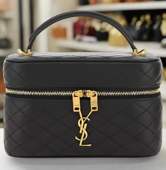 SAINT LAURENT (YSL) BLACK LEATHER HANDBAG - Handbags