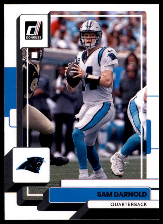 Sam Darnold football card from 2022 Donruss Panthers series showcasing NFL athlete