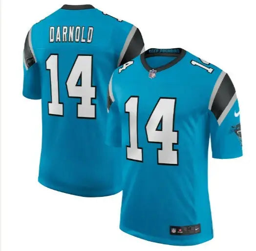 Carolina Panthers Sam Darnold blue Nike Vapor Limited football jersey with number 14