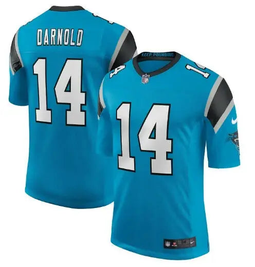 Blue Sam Darnold Carolina Panthers Nike Vapor Limited Football Jersey displayed