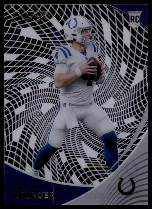Football card featuring Sam Ehlinger from Panini Chronicles Clear Vision Rookies