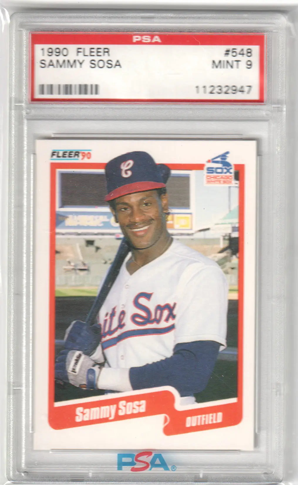 Graded Sammy Sosa baseball card from Fleer Sammy Sosa 1990 Fleer #548 PSA 9 MINT