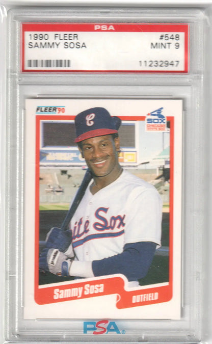 Graded Sammy Sosa baseball card from Fleer Sammy Sosa 1990 Fleer #548 PSA 9 MINT